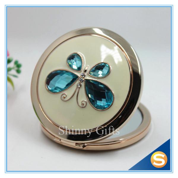 Shinny Gifts Fashionable Fancy Butterfly Design Folding Double Sides Metal Pocket Mirror