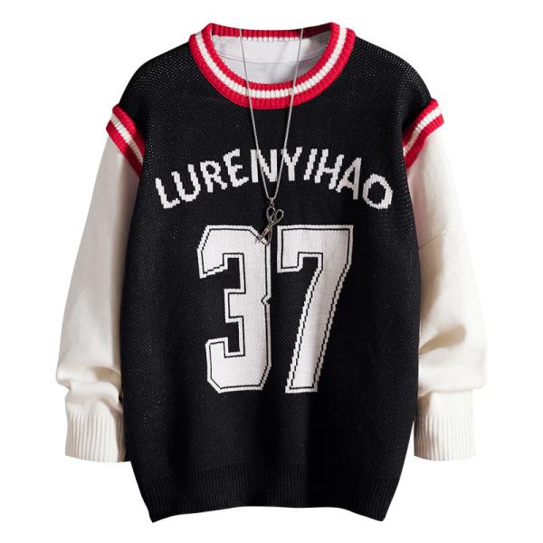 small quantity clothing manufacturer OEM Skateboard Baseball Fake Two Piece Sweater
