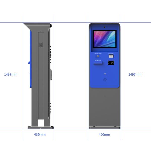 21.5 inch cold rolled steel sheet metal touch screen monitor card reader windows 11 waterproof ip65  parking payment kiosk with bill acceptor and printer