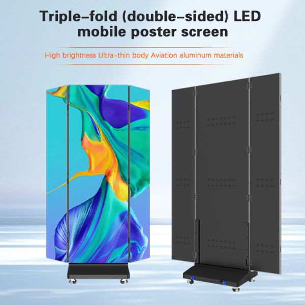 Triple-fold Double Sided P2.5 P1.86 P1.53 P1.25 LED Mobile Poster Screen
