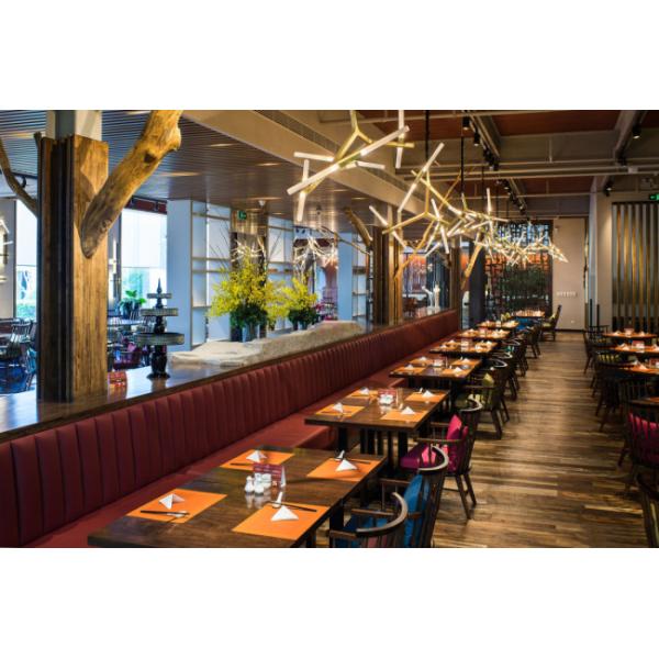 Straight Lines Leather Restaurant Wall Bench Seating Custom Size / Color Booth Sofa