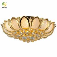 Clássico Luxo Dourado Moderno Luminária de Teto Led Cristal E14 com Base Lâmpada