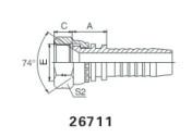 Silver Hydraulic Hose Fitting , JIC Female 74 Degree Cone Seal ( 26711 )