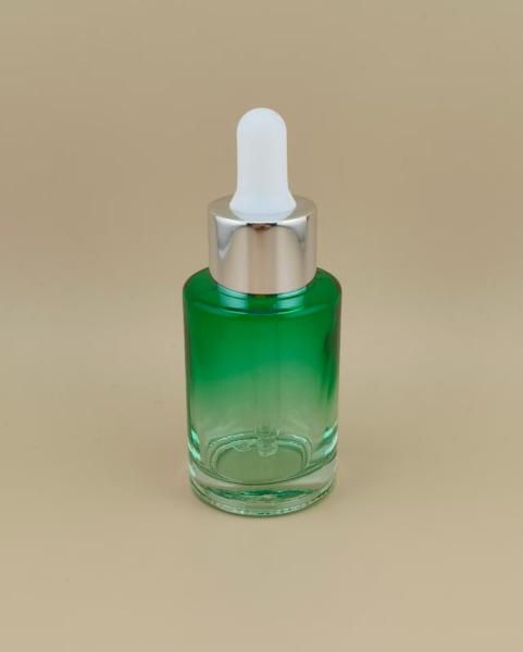 New Design Clear Gradual Change Dark Green Smooth Round Dropper Bottle K-GBL30 for Essence