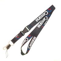 Lanyards de cou personnalisés en polyester noir avec boucle à libération rapide, porte-clés métallique, porte-identifiant
