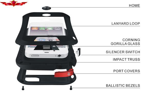 New Aluminum Dirtproof/Shockproof/Waterproof Cases For Iphone 4 4S 100% Test And Verify