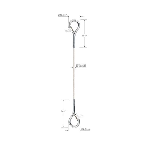 Слинг веревочки стального провода потолка с крюком двойника 32.5*76mm брошенным