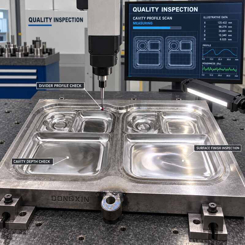 Two-Cavity Melamine Compartment Tray Mold for Compression Molding with Customized Layout and P20 / 718 Steel Construction