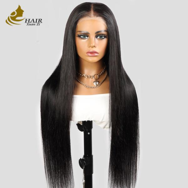 28inch Bone Straight Natural Black 13*4 Front Lace Wig Customized Human Hair Wigs