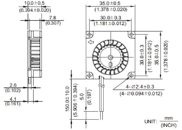 Computer 1.4 Inch DC Blower Fan 35mm 5v / 12 Volt Industrial Blower Fan