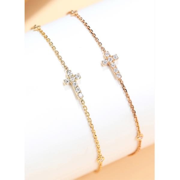 Браслет диаманта браслета 0.13ct диаманта золота карата GDTC 18 перекрестный для женщин