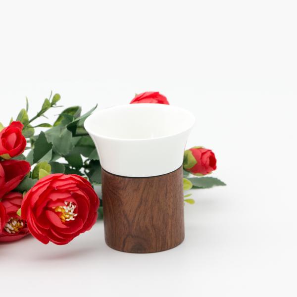 Inicio Arte Artesanía Perfume Botella tapa Base de copa de cerámica de madera con soporte de madera