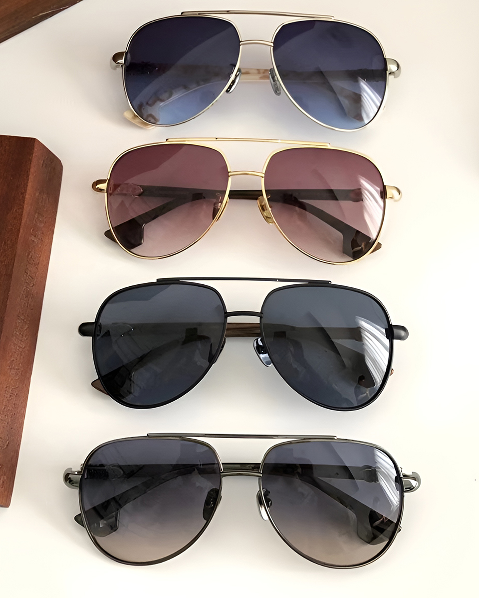 Trendy New Model Gradient Red Blue Pilot Acetate Business Cool Men's Customized Logo Wholesale Online Special Retro Sunglasses