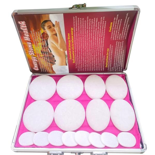 Musical Function 16pcs White Jade Energy Stone Beauty Massage Heater Spa Essential Oil Massage Box For Personal Health Care