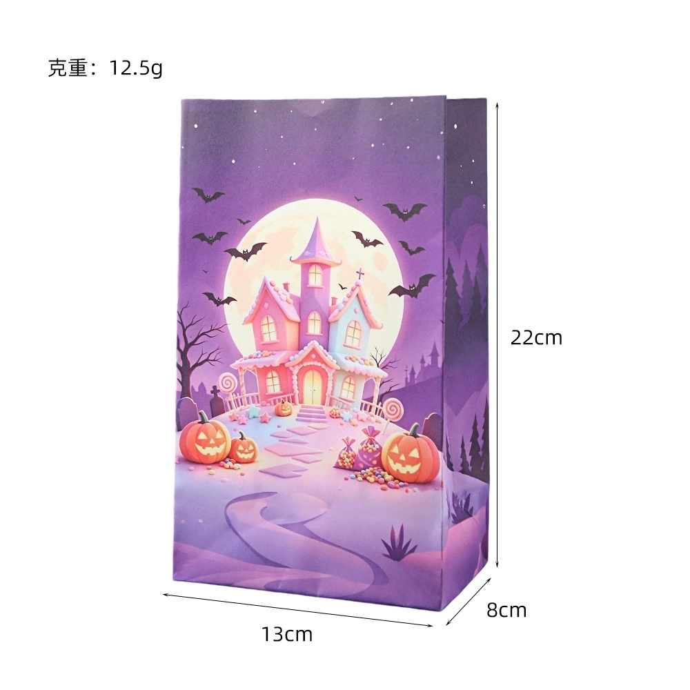 Halloween Paper Gift Bags with Sealing Stickers for Treat Packaging