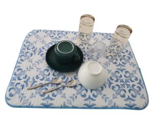 Reversible Blue Microfiber Dish Drying Mat For Bottles Pans Dishes