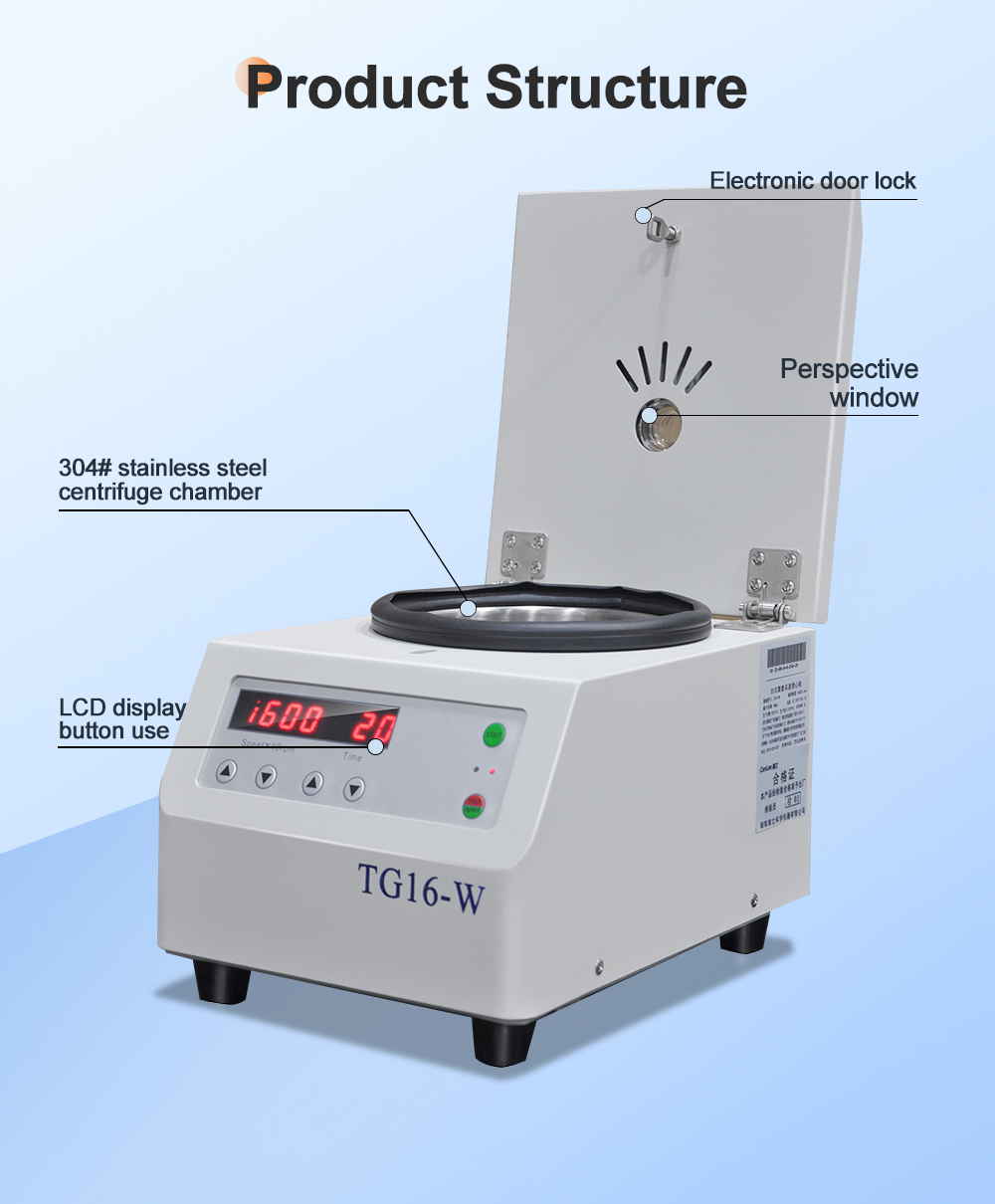 Cenlee TG16-W Benchtop High Speed LED Centrifuge Brushless Motor Stainless Steel 17800g RCF Automatic Balancing 16000rpm