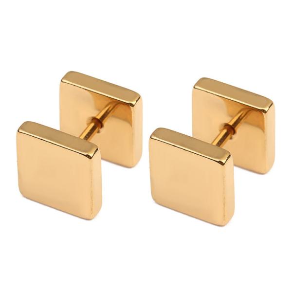 New arrival stainless steel doubled square dumbbell shaped ear studs