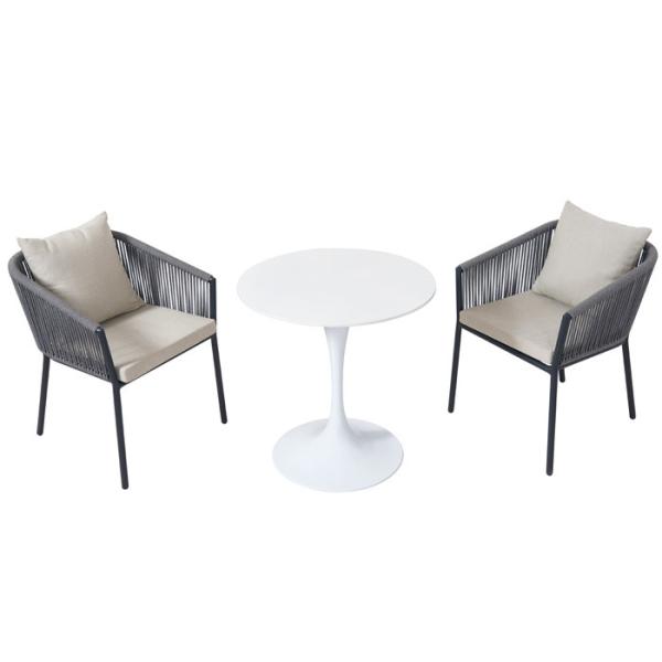 Espresso Rope Weave Back Outdoor Leisure Chairs