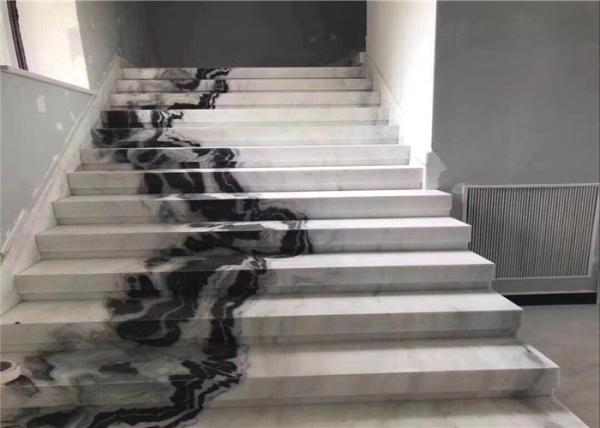 Classic Cut Natural Building Stone White Black Marble Stone Staircase Riser
