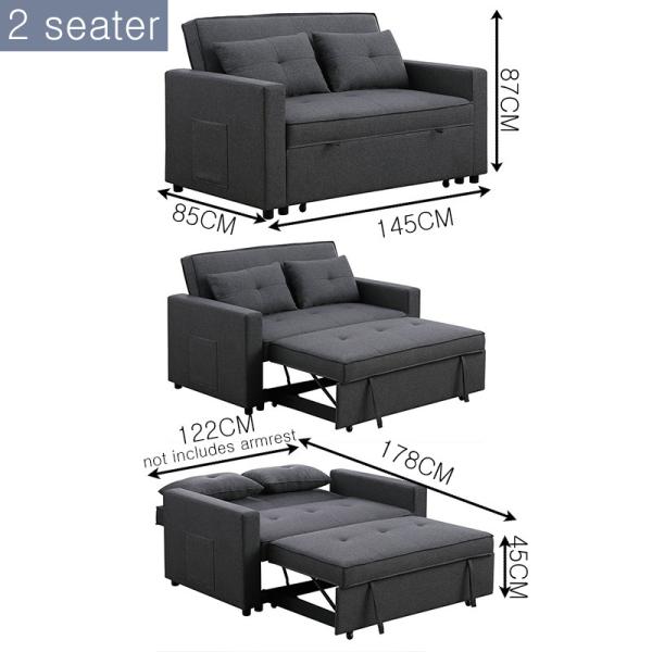 Space Saving Pull Out Sofa Couch Simple Design Folding Bed With Metal Frame Multi-funtional Sleeper with
