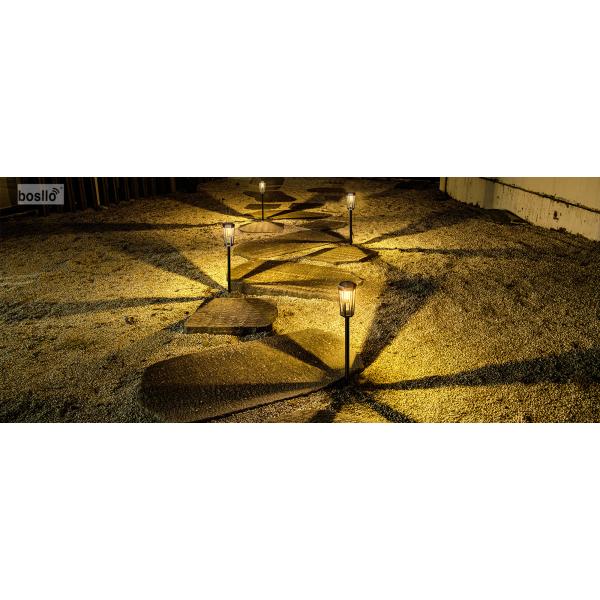 Lumières de jardin extérieures à énergie solaire en noir, étanche et option d'éclairage durable