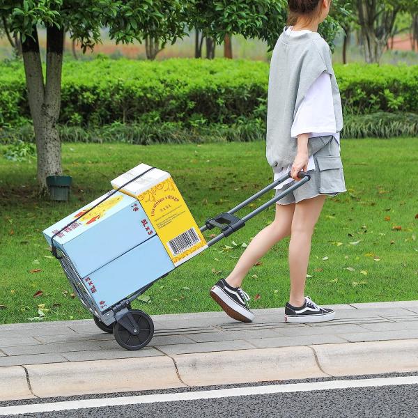 Folding Hand Truck Dolly, 264 Lb Capacity Heavy-Duty Luggage Trolley Cart Telescoping Handle and PP+EVA Wheels