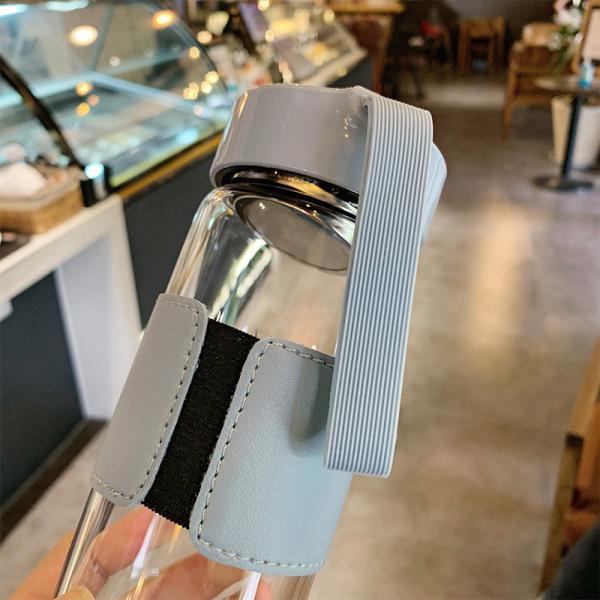 480ml Custom Borosilicate Glass Water Bottle with Leather Sleeve and Tea Infuser