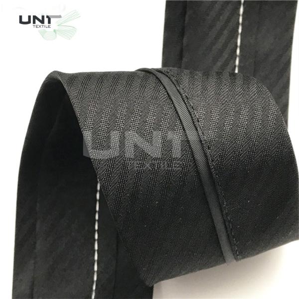 Black Woven Fishbone Waistband Lining Wear Resistant For Trousers
