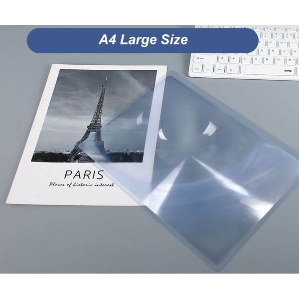 3X Large Size Full Page PVC Plastic Magnifying Sheet, A4 Full Page Handheld Reading Magnifier
