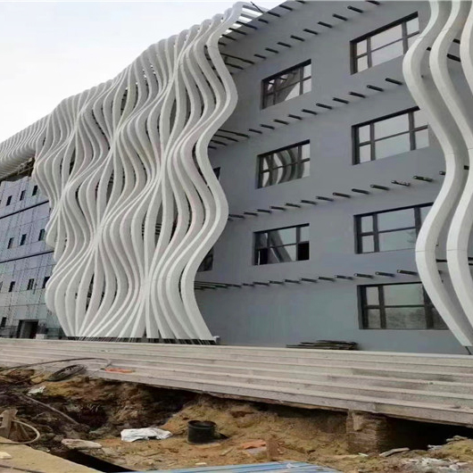 Wave Baffle Aluminum Cladding Panel 3000mm Wooden Grain Finished