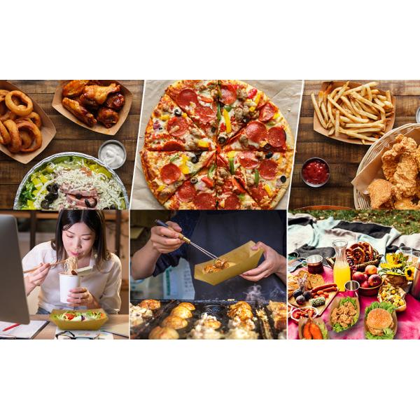 Kraft Paper Recyclable Eco-Friendly Food Serving Boats Take Out Food Trays Party Supplies For Tacos, Nachos