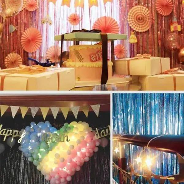 Rain Silk Square Foil Fringe Curtain Modern Party Decoration For Living Room Background Wall