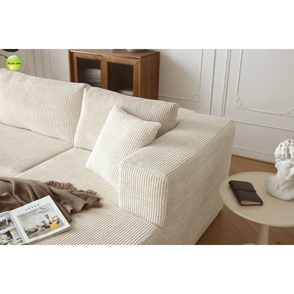 Upholstered Compressed Microfiber Fabric Couch Striped Velvet Sleeper Sectional