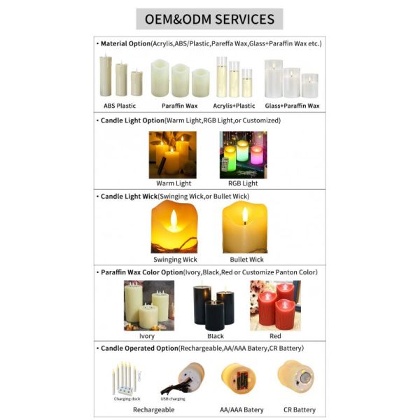 3d Real Flame Home Decoration Pillar Paraffin Wax Remote Control Black Led Candles