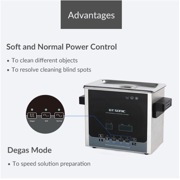 GT Sonic Cleaner Dental Ultrasonic Cleaner Double Power Heated Sonic Cleaner 3L 100W