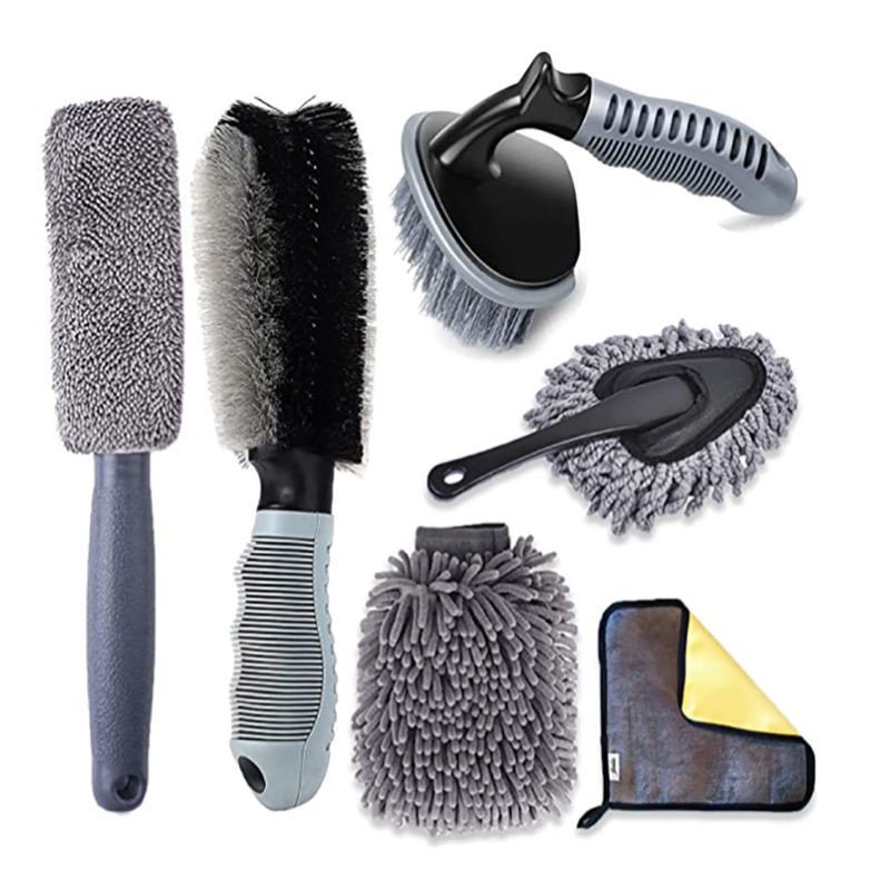 Wheel Brush - Car Brush 6pc Тип T Ручная одномоторная детальная щетка Круглая голова для шины