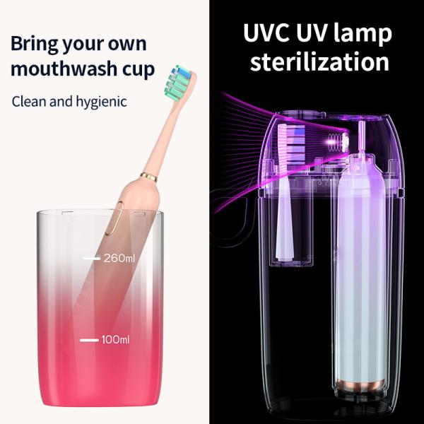 Portable Electric Toothbrush With UV Cleaner Automatic IPX7 Water Resistant