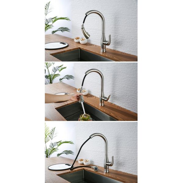 Hot Cold Stainless Steel Kitchen Faucet  Single Handle Extendable Kitchen Tap