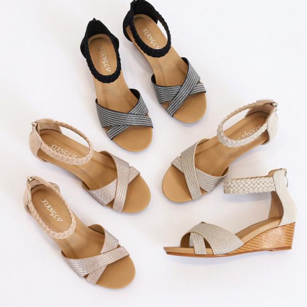 BS113 Sandals Women 2021 New European And American Fashion Summer Ladies Shoes Woven Roman Fashion Wedges Sandals Beach