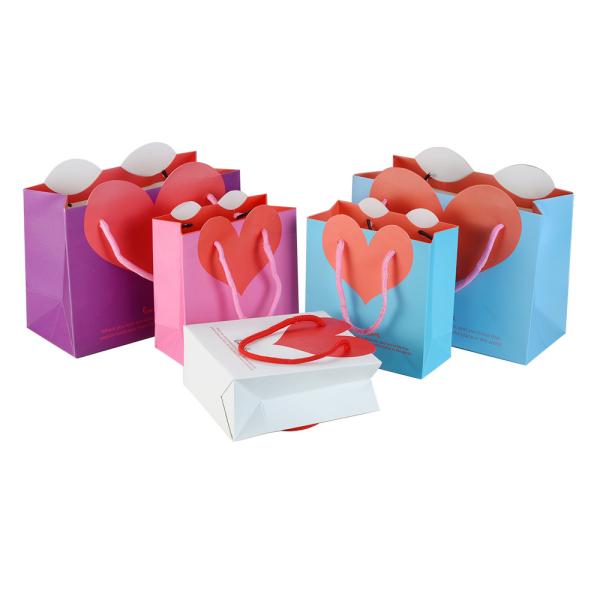 Heart Shape Retail Paper Shopping Bags / Promotional Gift Bags With Cotton Rope Handle