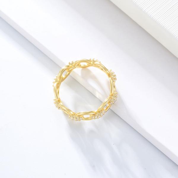 Forma delicada de la cadena CZ Diamantes Eternidad Anillos 925 de plata esterlina para joyería masculina