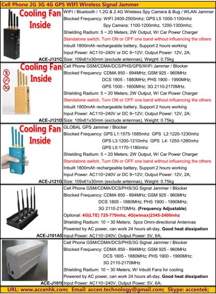 2015 Cell Phone GSM 3G 4G LTE GPS WIFI GPRS WLAN Signal Jammer Blocker Catalog Price List