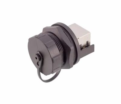 RJ45 CAT6 / 5 Panel Mount Cable IP67 Waterproof Connector Female To Female Black