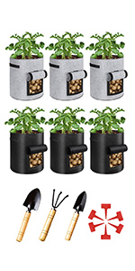 10 Gallon Potato Grow Bags, Planter Pouch Bags for Vegetables, Fruits and Flowers Flap Window, Garden Planting Bag
