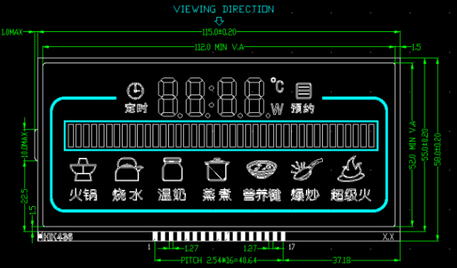 3.5V VA LCD Display with Negative High Contrast and 12 O'clock Viewing Angle