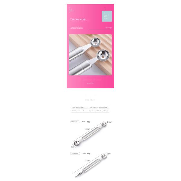 Stainless Steel Double Ball Watermelon Carving Knife Set for Fruit Vegetable Decoration