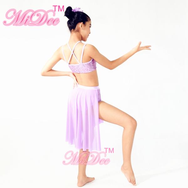 Ballet Dance Costumes Cut Out Side Skirt Sequin Short Front Centre Straps Pinched