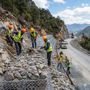 2*1*1 M 80*100 Mm Wire Mesh Gabion Stone Cage For Flood Control Land Reconstruct