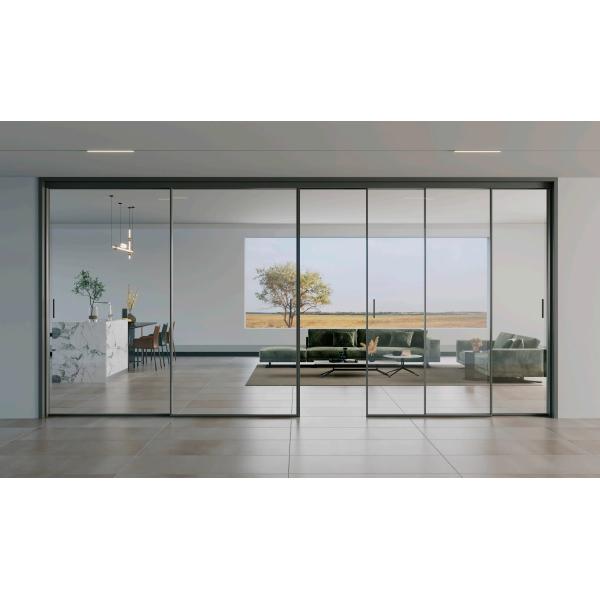Slim Frame Aluminum Minimalist Sliding Door Exterior Doors For Villas Hotel Offices Kitchen Living Room